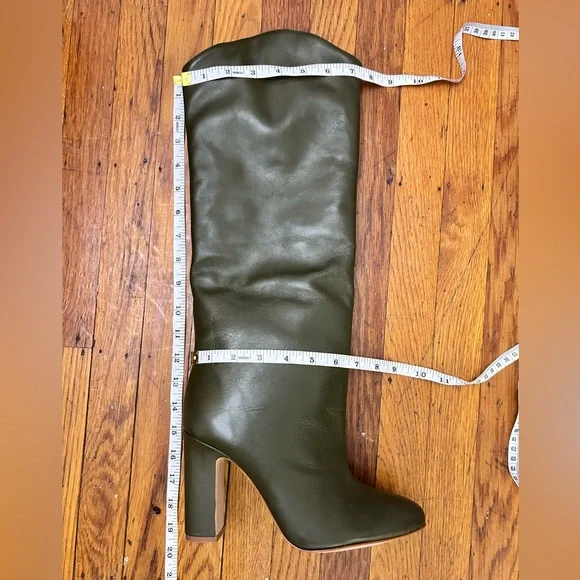 NWOB - SCHUTZ Gabrielle Military Army Green Leather Knee High Boots - Size 9.5B - Picture 9 of 9